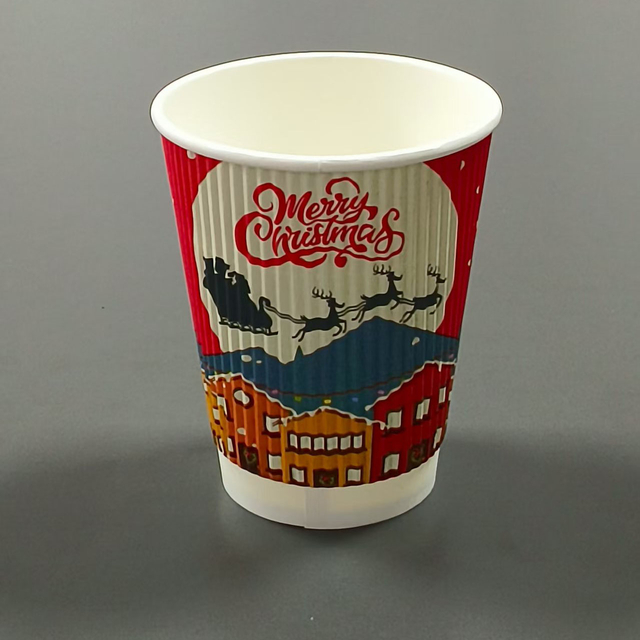 Disposable Ripple Layer Cold/Hot Drink Paper Cup for Coffeemilk Tea Shop