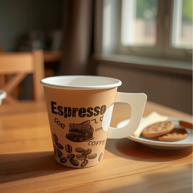 Customized Coffee Disposable Customizable Size Handle Paper Cup