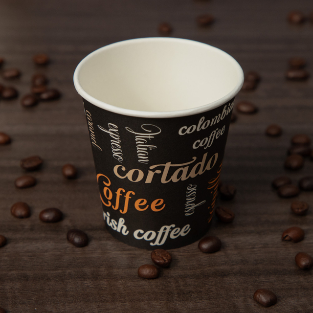 Printed Logo Single Wall Cold Drink Paper Cups with PS Lid