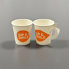 Coffee Paper Cup with Handle Single Wall Disposable with Plastic Lid 