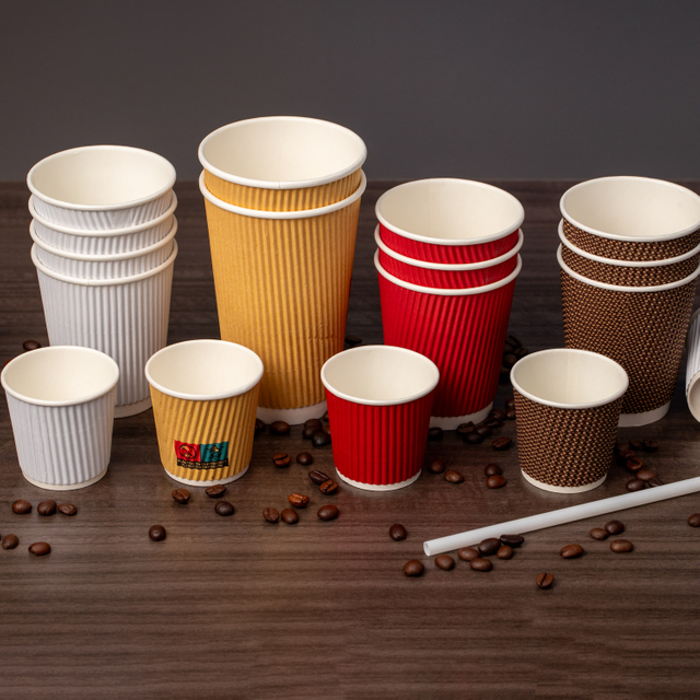 Disposable Custom Logo Ripple Wall Paper Coffee Cup Hot Paper Cup