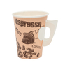 Coffee Paper Cup with Handle Single Wall Disposable with Plastic Lid 