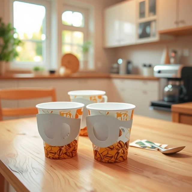 7oz Biodegradable Disposable Single Wall Cold Drink Coffee Paper Cup with Handle
