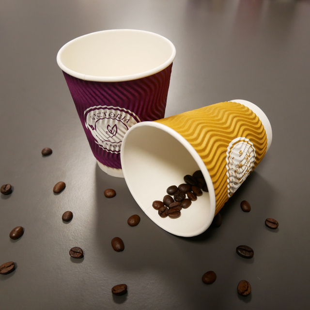 12oz Ripple Paper Walls Disposable Coffee Cup Custom Logo Multi-Color
